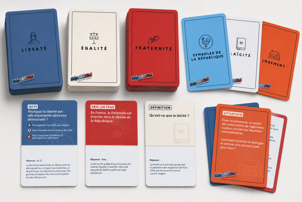Mockup des cartes du serious game RépubliCité